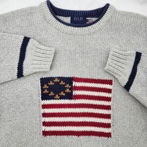 OLD GLORY American Flag Crewneck Sweater Men Large Oversized Patriotic Pullover